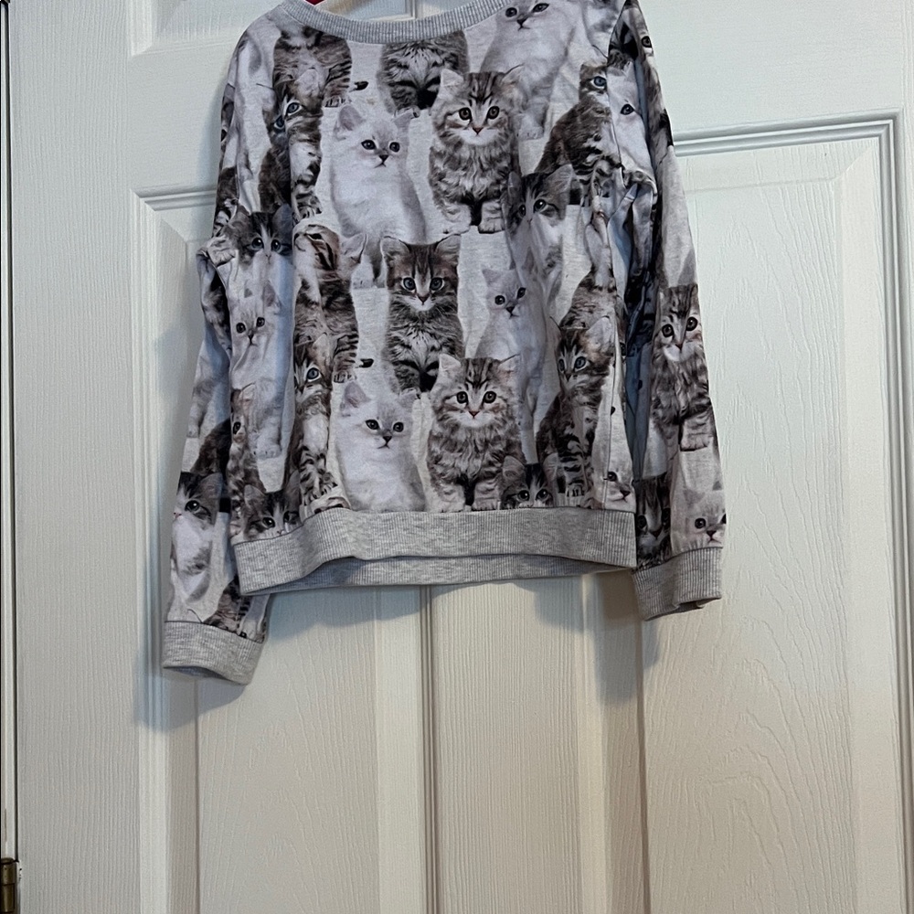 H&M Gray Cat Print Kids Sweatshirt